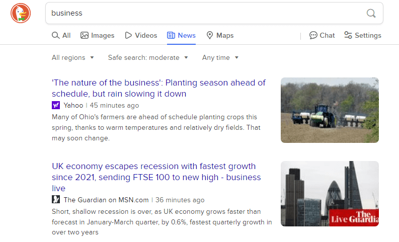DuckDuckGo Features Images, Videos, and News